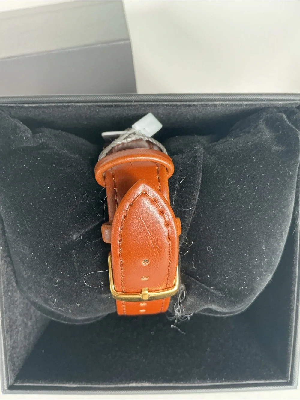 Vince Camuto Brown Leather Strap Watch with Gold Case and White Dial